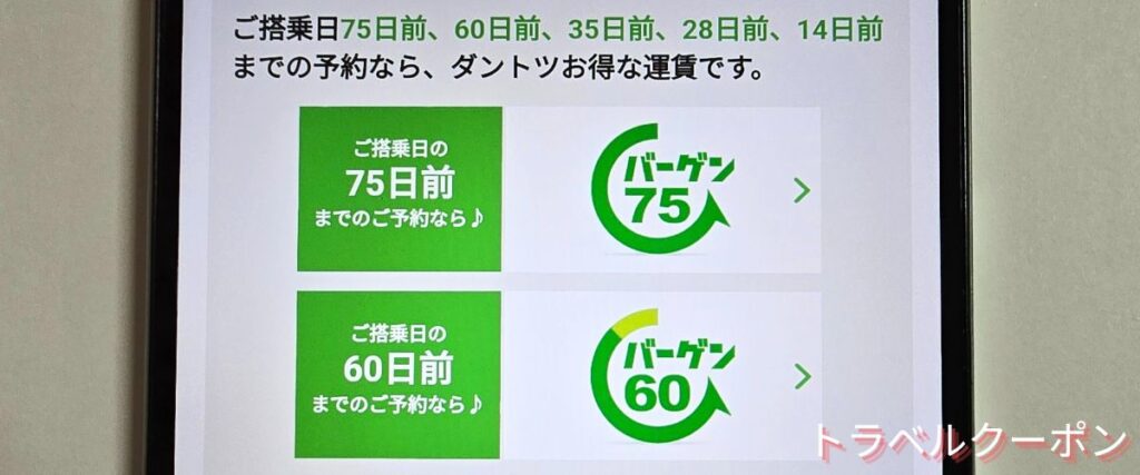 ソラシドエアのバーゲン(早割)