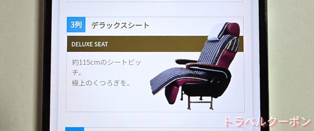 VIPライナーのデラックスシートプラン